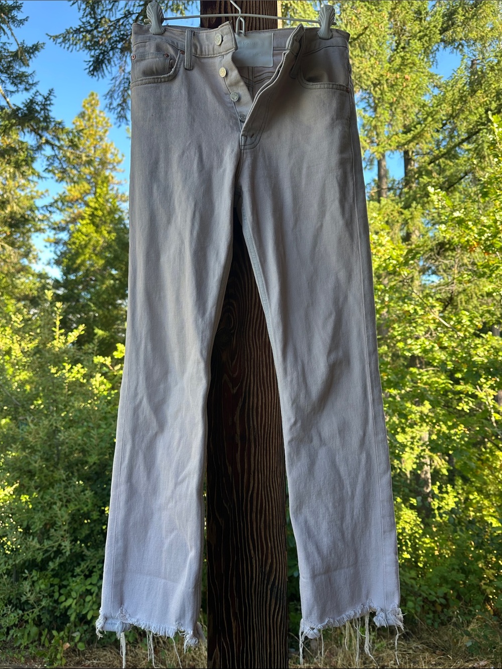 Women’s MOTHER Light Gray/pink Straight-Leg Jeans